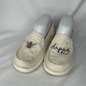 Hey Dude Lena Natural Turtle Dove Bee Happy Size 6 Womens Beige Slip On